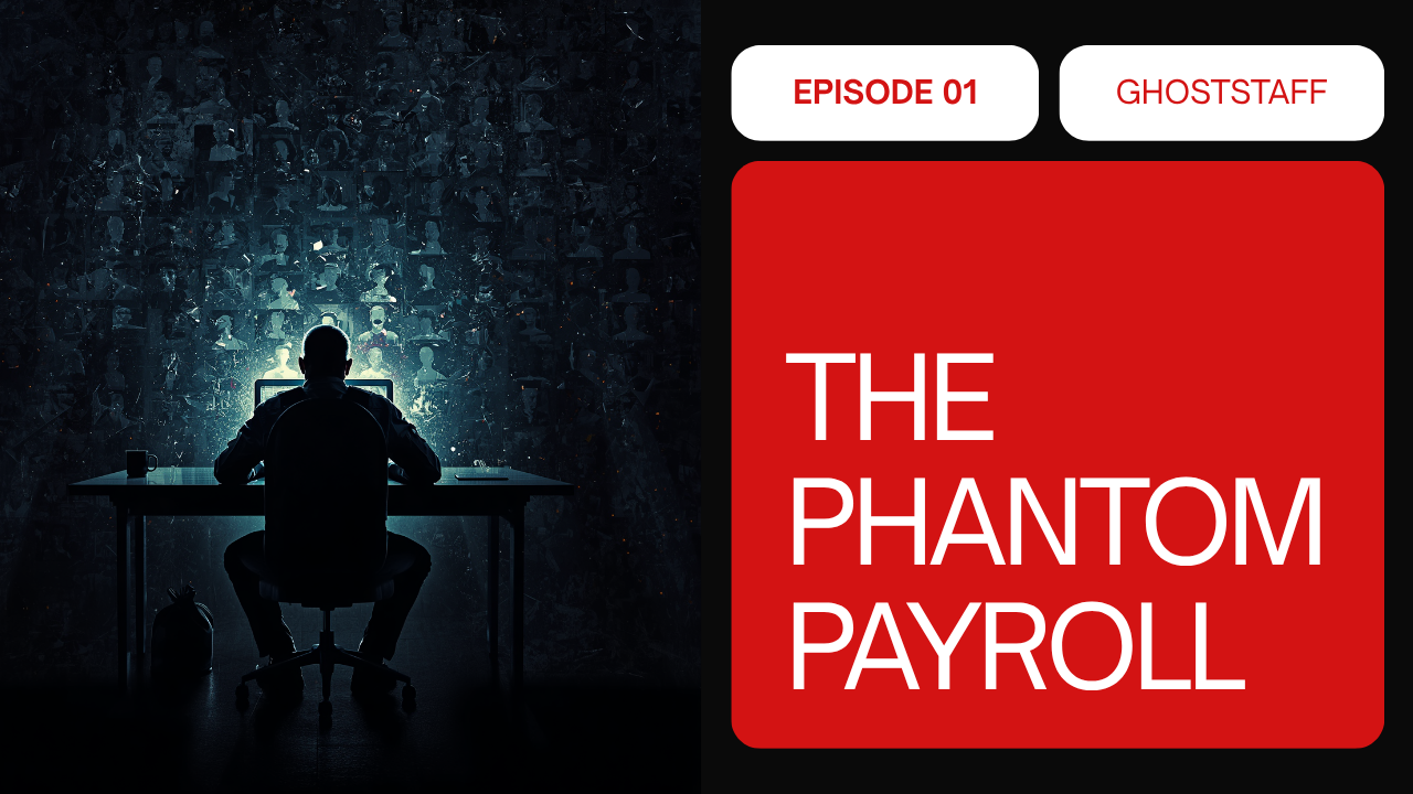 THE PHANTOM PAYROLL: GhostStaff case study featured image, gritty red and black alpha-marketing aesthetic